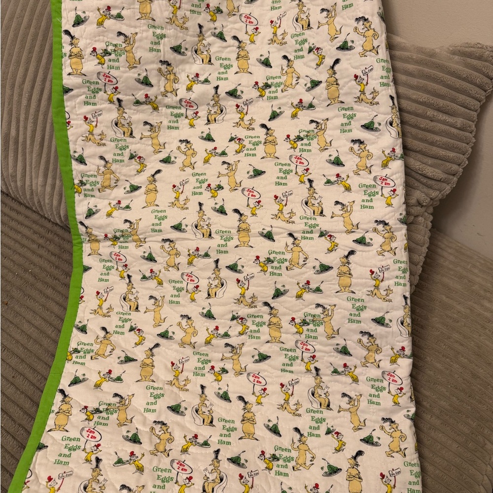Brand New Handmade Dr. Seuss Green Eggs and Ham Baby Blanket